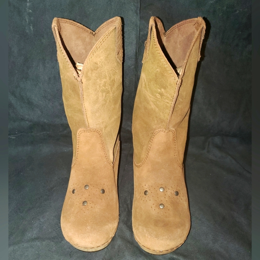 Sanita brown leather clog boots